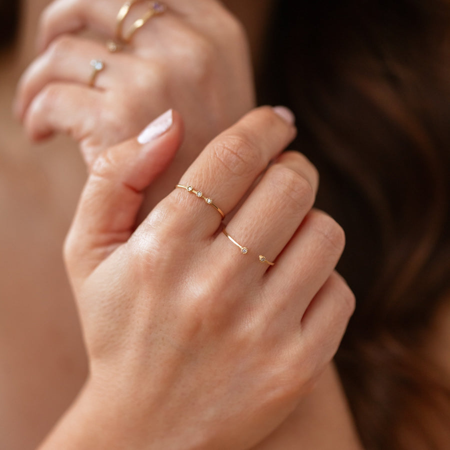 Anillo abierto con Diamantes