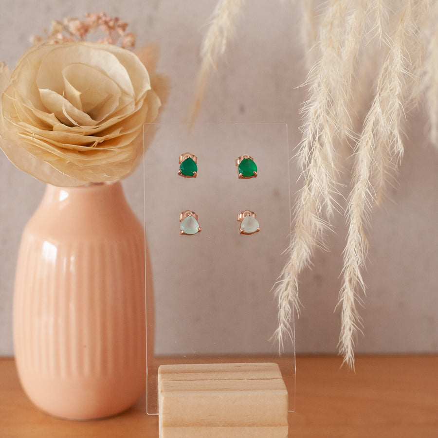 Aretes Letizia Ónix verde rose gold