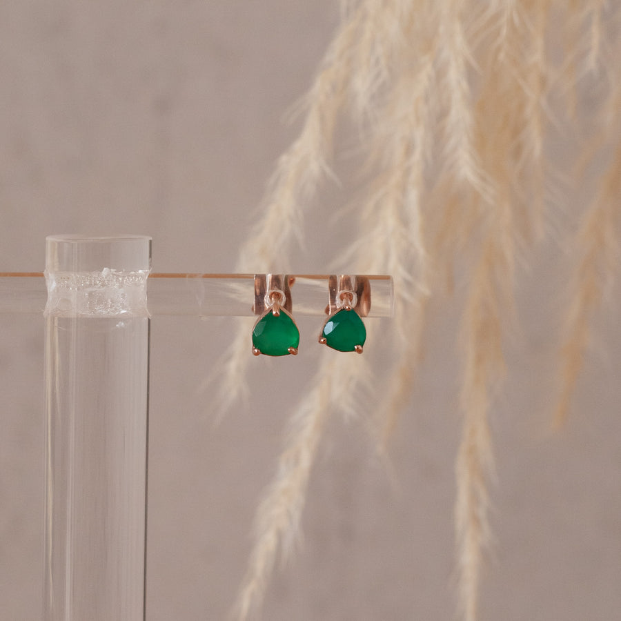 Aretes Letizia Ónix verde rose gold